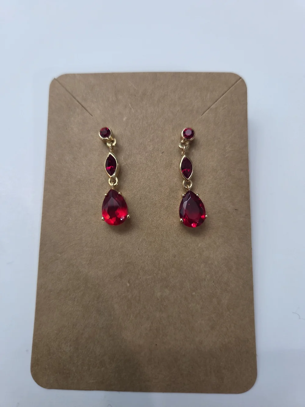 Red Crystal Dangle Earrings Set - Elegant Women Jewelry